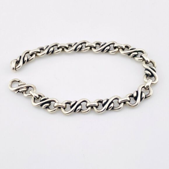 Signed Avery Silver Chain Bracelet Custom Links Hidden Clasp Infinity 7.25" 8MM - Picture 6 of 7
